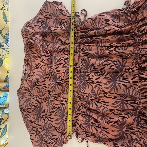 Madewell Dress Womens Pink Button Front Tiered Oasis Palms Mini Sz L Beach Chic - Picture 6 of 7